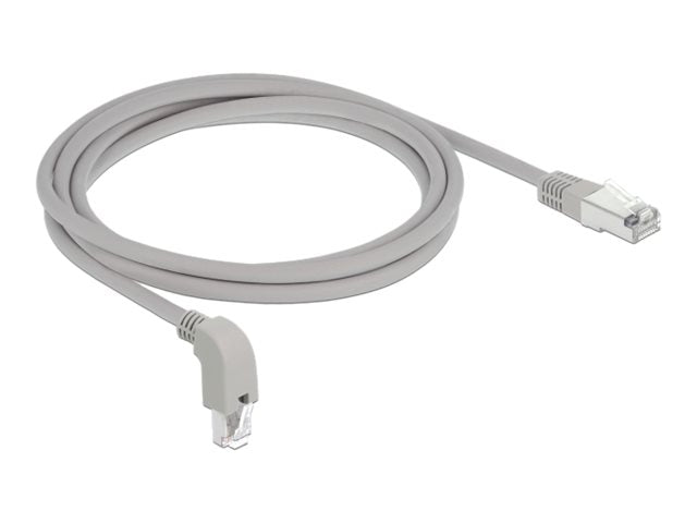 DELOCK Netzwerkkabel RJ45 Cat.6A S/FTP unten gewinkelt/gerade 2m - Vorderansicht