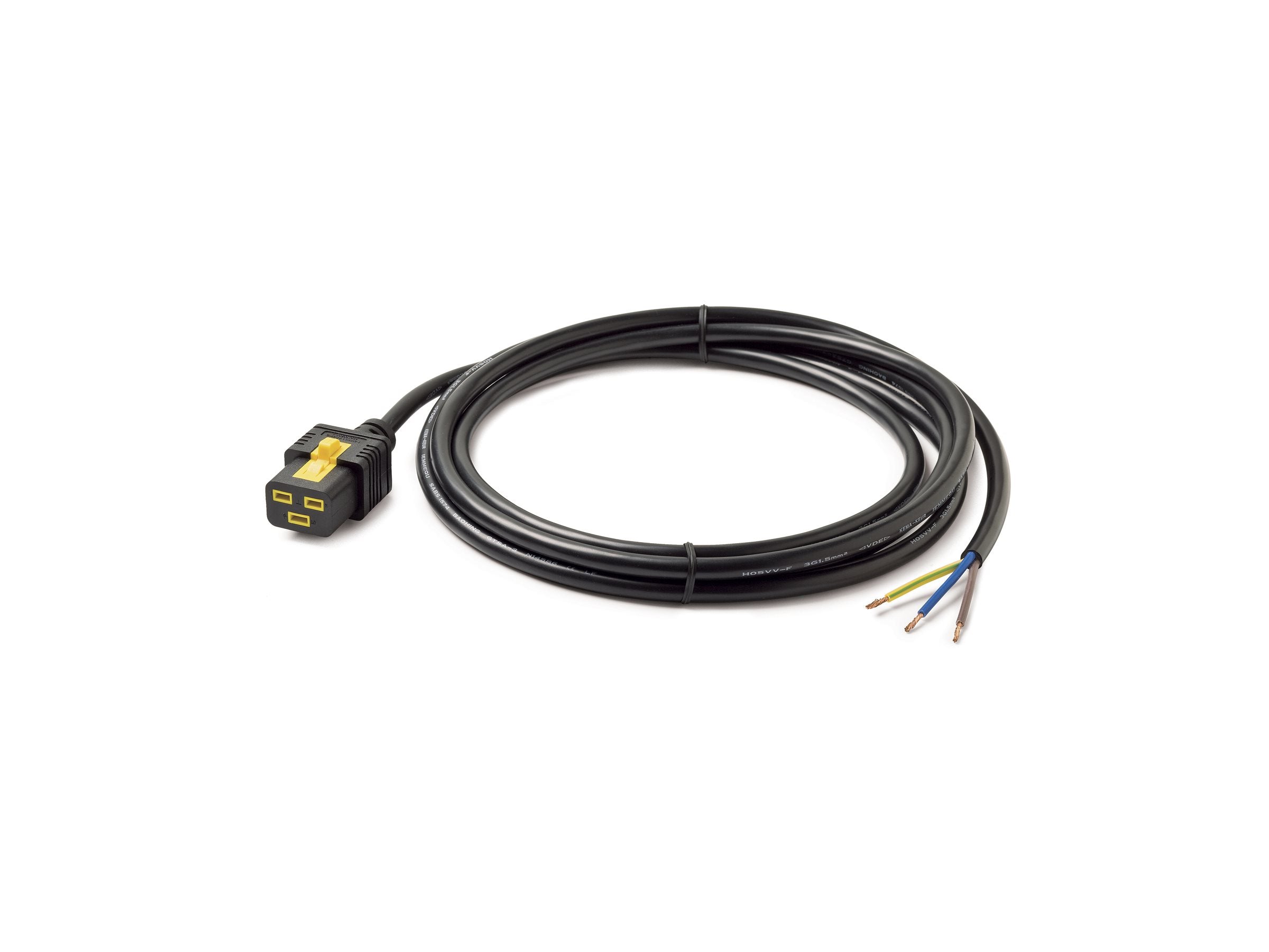 APC Power cable IEC 60320 C19 to hardwire 3-wire AC 240V 16 A 3m Black - Vorderansicht