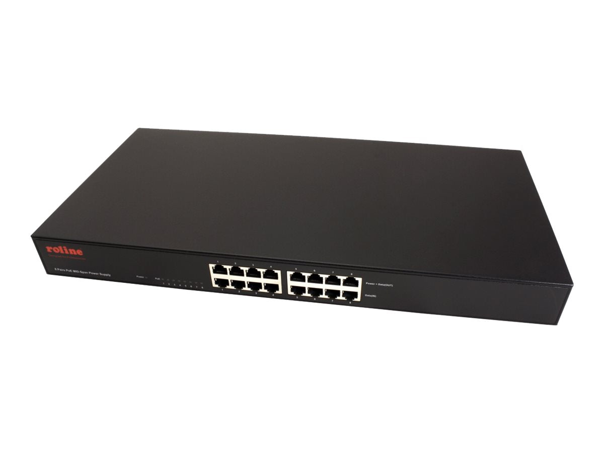 ROLINE 48,26cm 19Zoll Fast Ethernet PoE Mid-Span Injektor Vorderansicht
