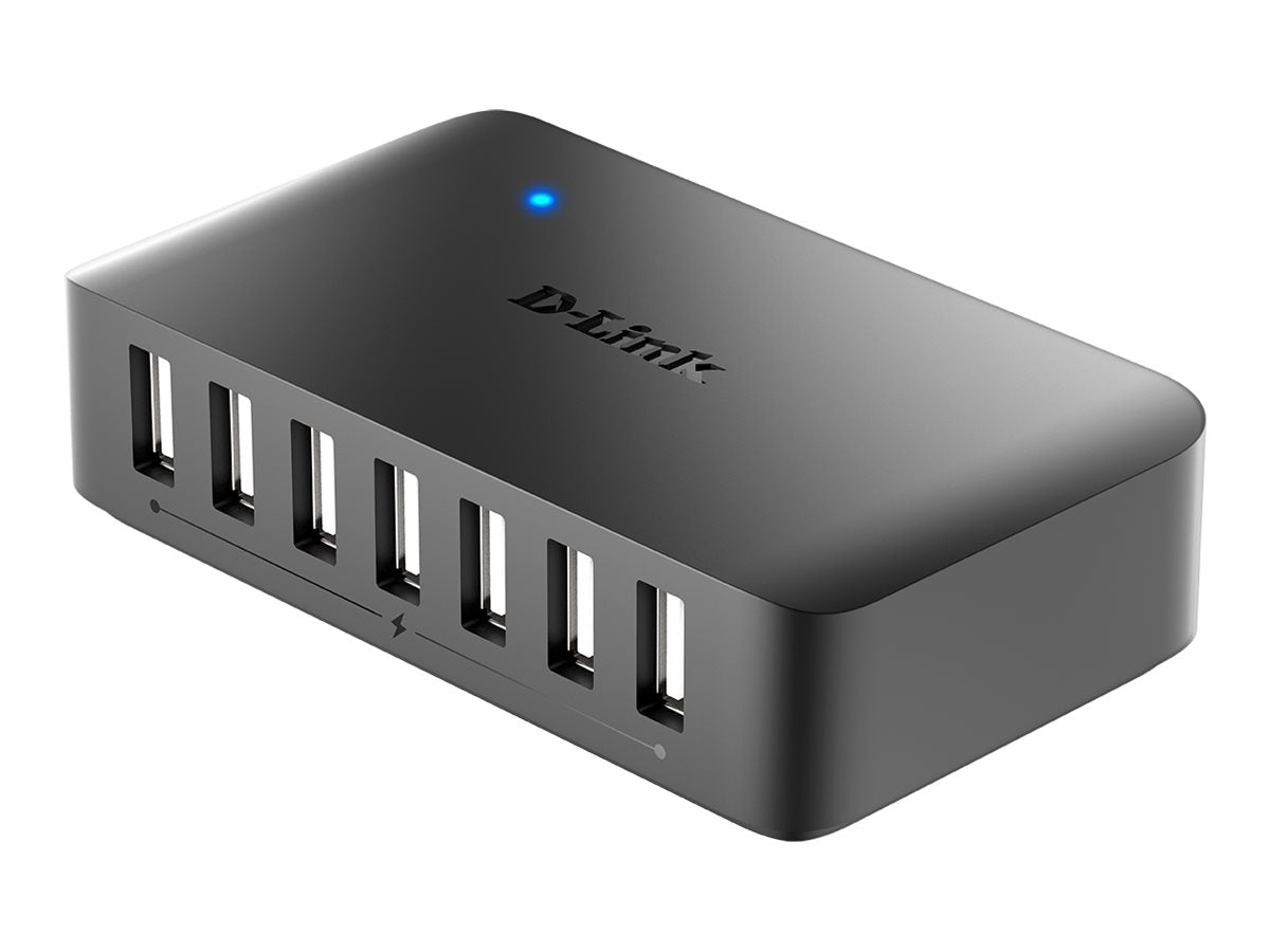 D-LINK DUB-H7 7-Port USB 2.0 Hub mit angeschlossenen Geräten