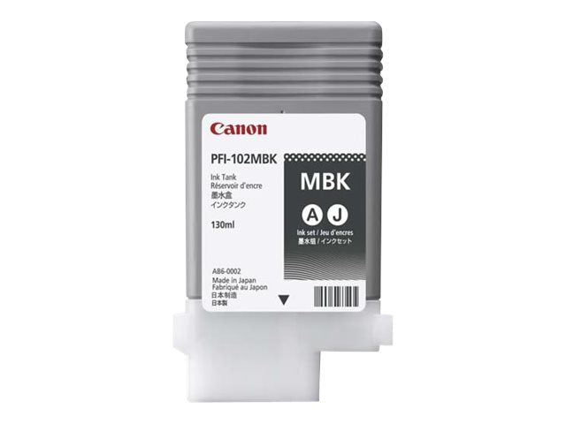 Vorderansicht der CANON PFI-102MBK Farbpatrone matt schwarz
