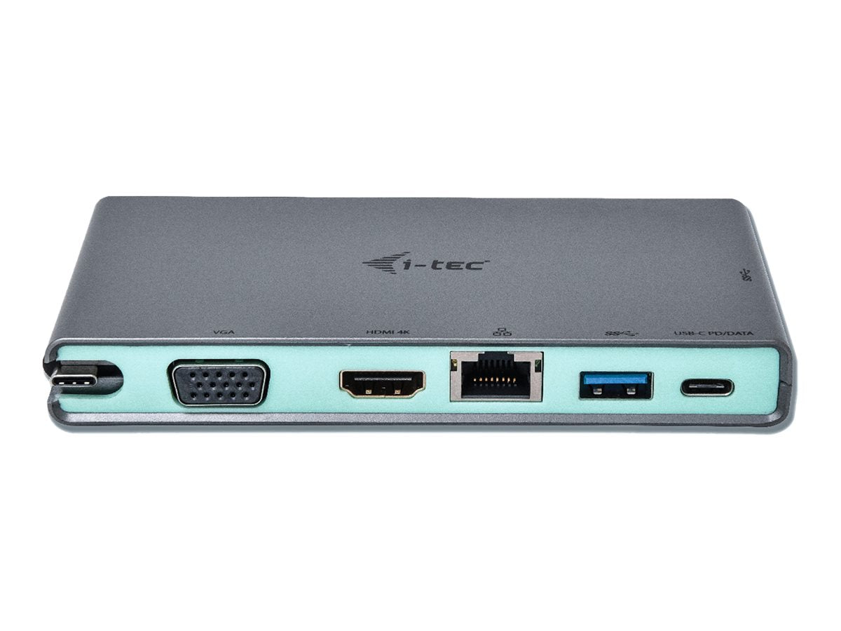 I-TEC USB C 4K Travel Docking Station 1x HDMI 4K oder 1x VGA 1x GLAN 2x USB 3.0 1x USB-C 1x USB-C Power Delivery 20cm USB-C Kabel