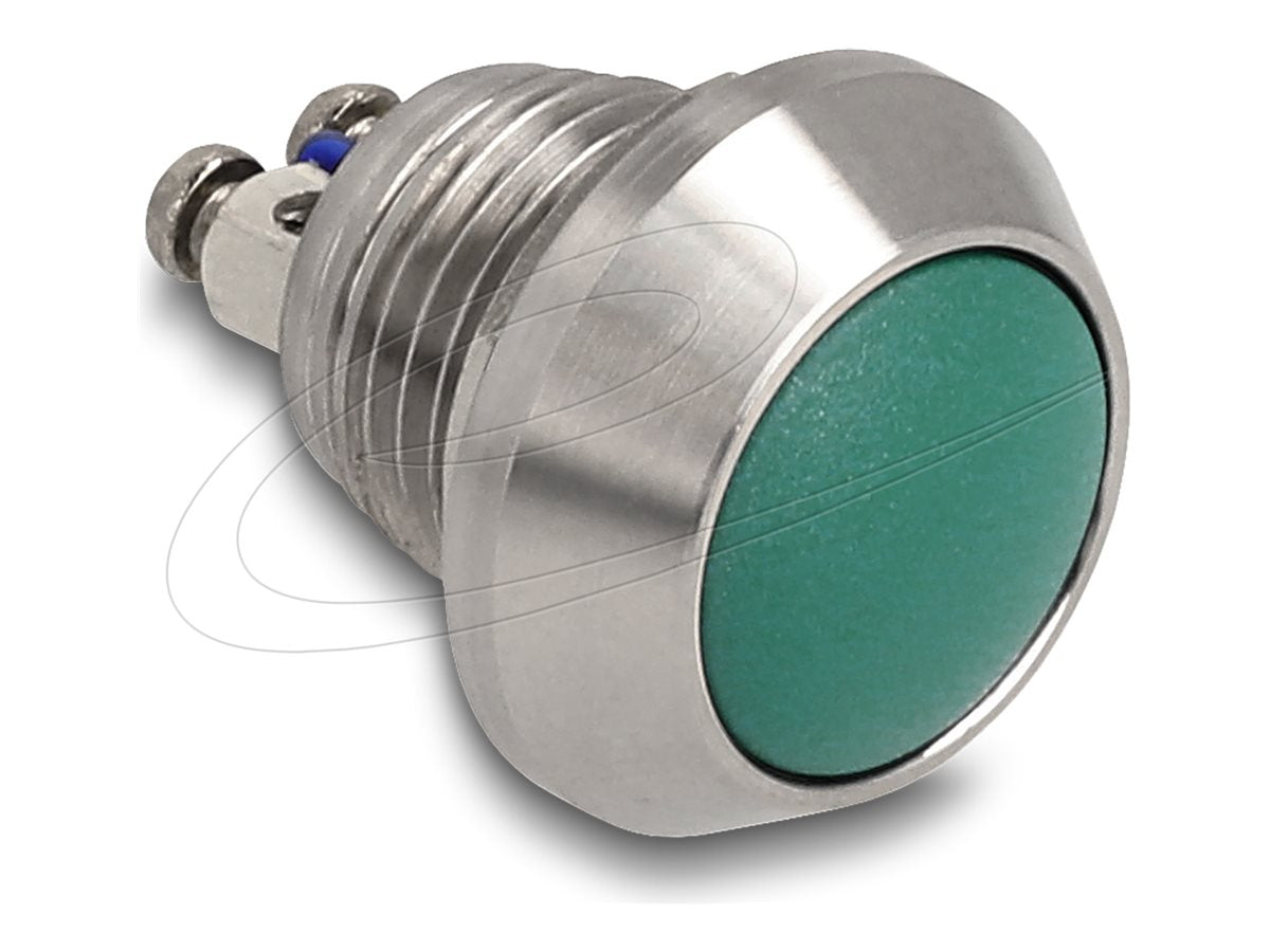 DELOCK Drucktaster zum Einbau 12mm 2 x Schraubklemme grun