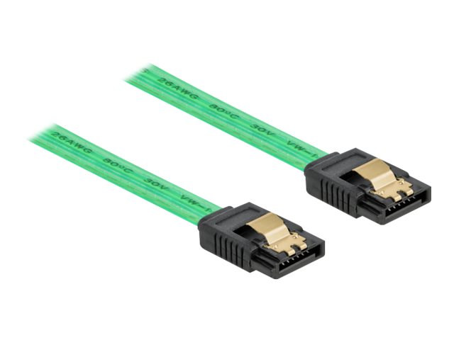DELOCK SATA 6 Gb/s Kabel UV Leuchteffekt grün 50cm - Vorderansicht