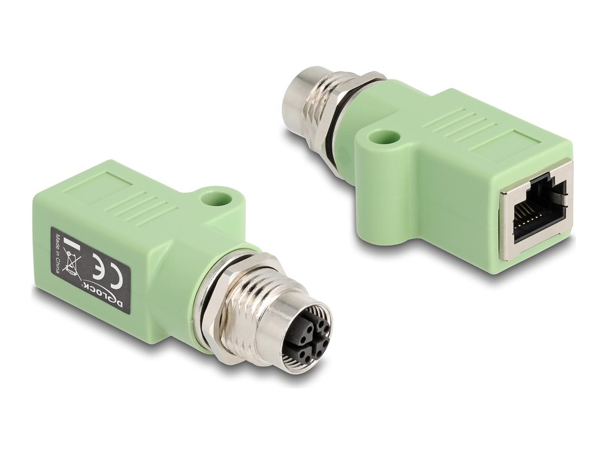 DELOCK M12 Adapter X-kodiert 8 Pin Buchse zu RJ45 Buchse Cat.5e - Vorderansicht
