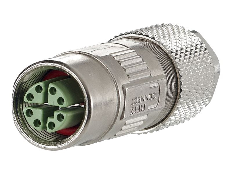 METZ CONNECT M12 Buchse IP67 gerade geschirmt X-kodiert Cat. 6A - Vorderansicht
