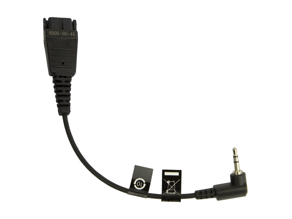 JABRA QD Cord to 2.5mm pin plug angulate 15cm e.g. for Panasonic GB500 PLX CA40