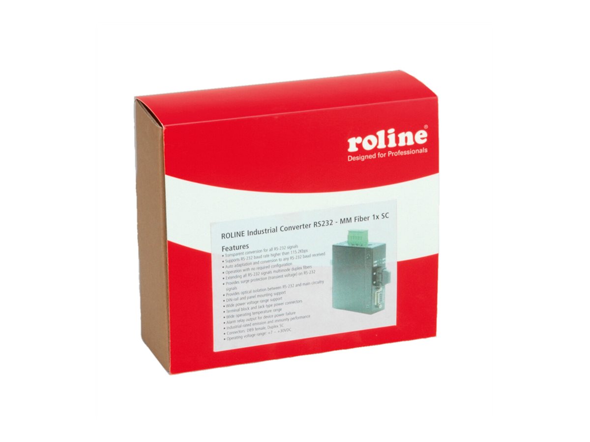 ROLINE Industrie Konverter RS232 - Multimode Glasfaser SC - Vorderansicht