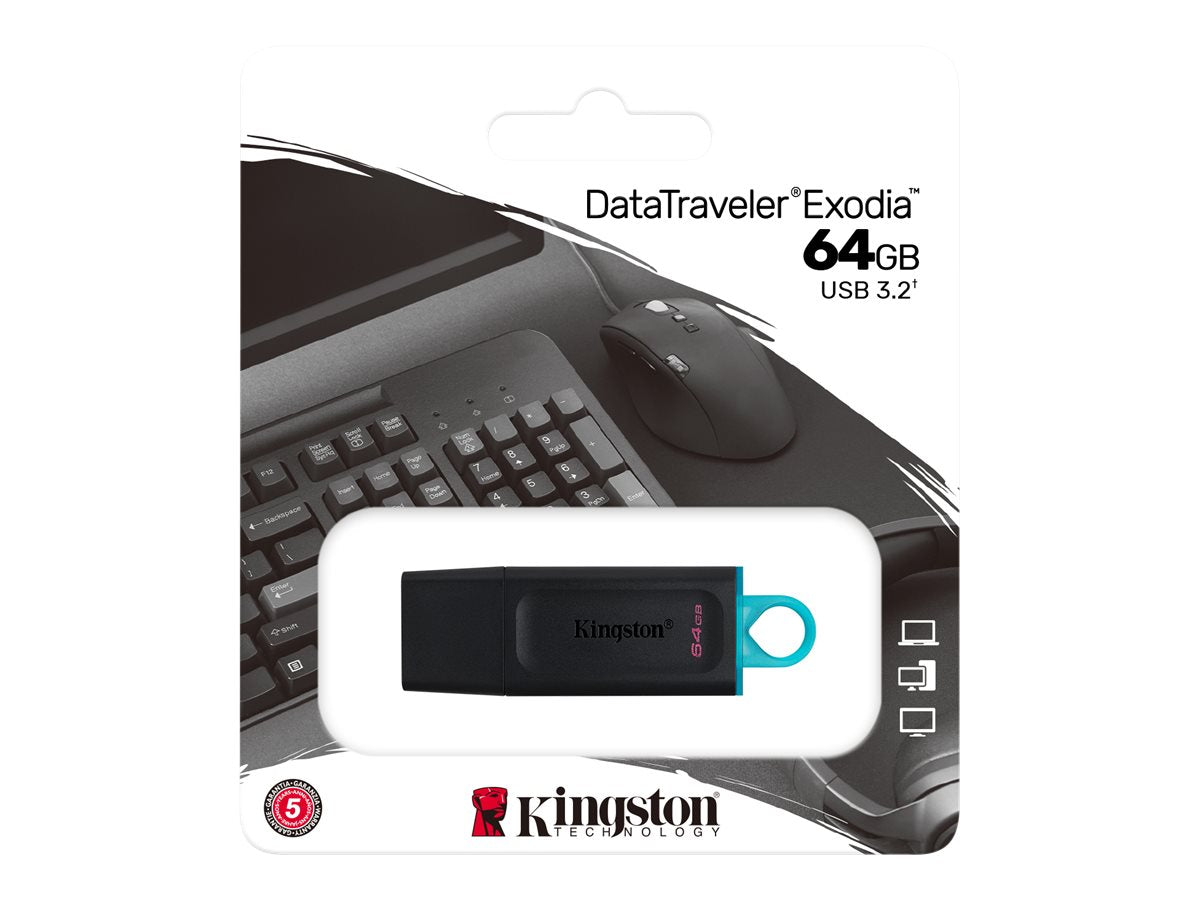 KINGSTON 64GB USB3.2 Gen1 DataTraveler Exodia Black + Teal Detailansicht