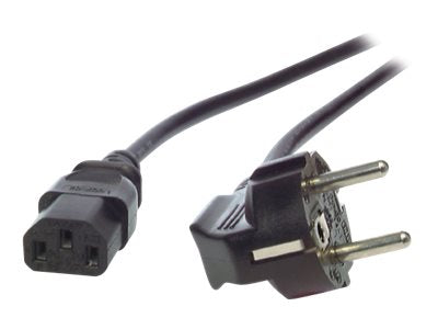 EFB Netzleitung Netzkabel Schutzkontakt 90Grad auf C13 180Grad 1 Meter - Vorderansicht