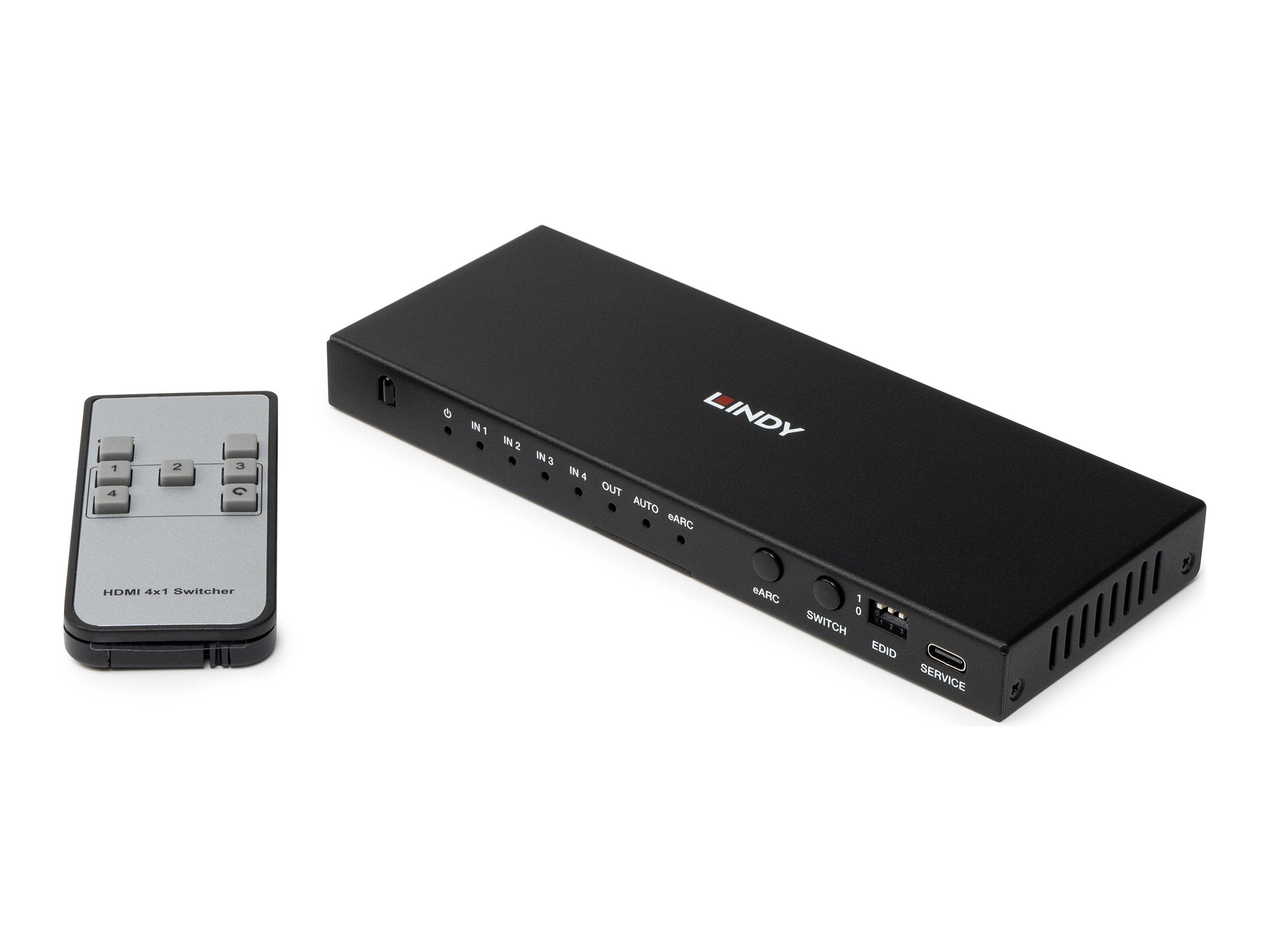 LINDY 4 Port HDMI 8K60 Switch mit eARC - Vorderansicht