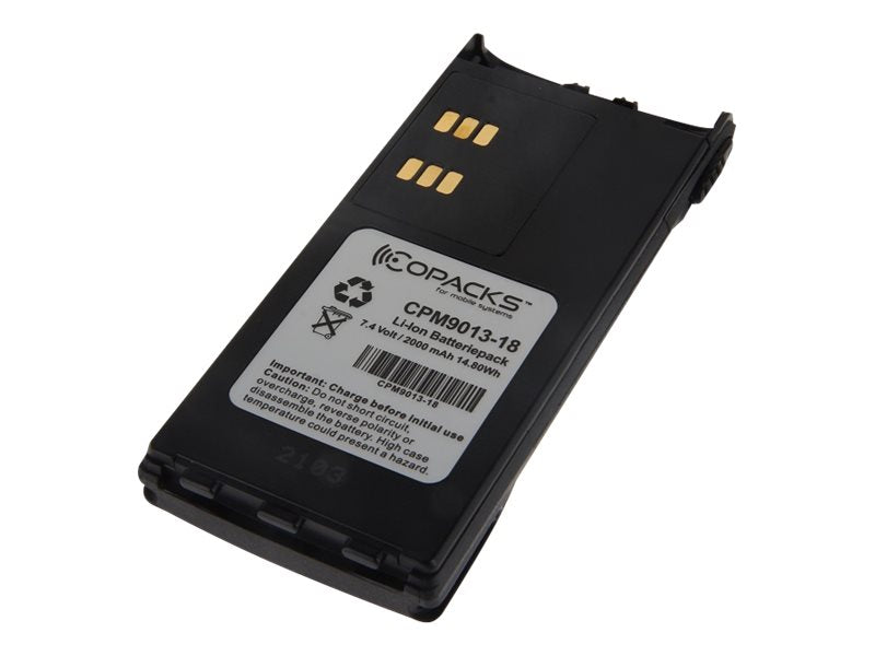 COPACKS Akku LiIon 2.0mAH für Motorola GP320 330 340 360 380 HT750 1250 1550 Pro7150 - Vorderansicht