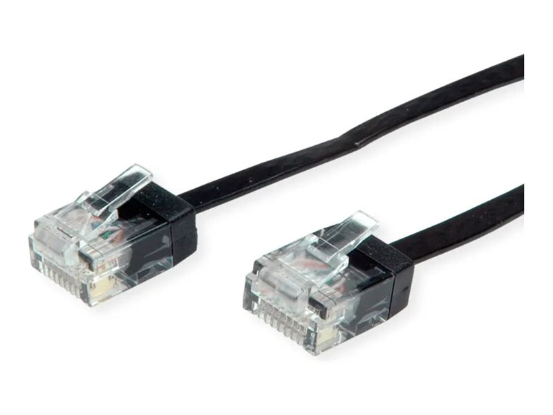 ROLINE UTP Patchkabel Kat.6A Class EA extra-flach schwarz 1m - Vorderansicht