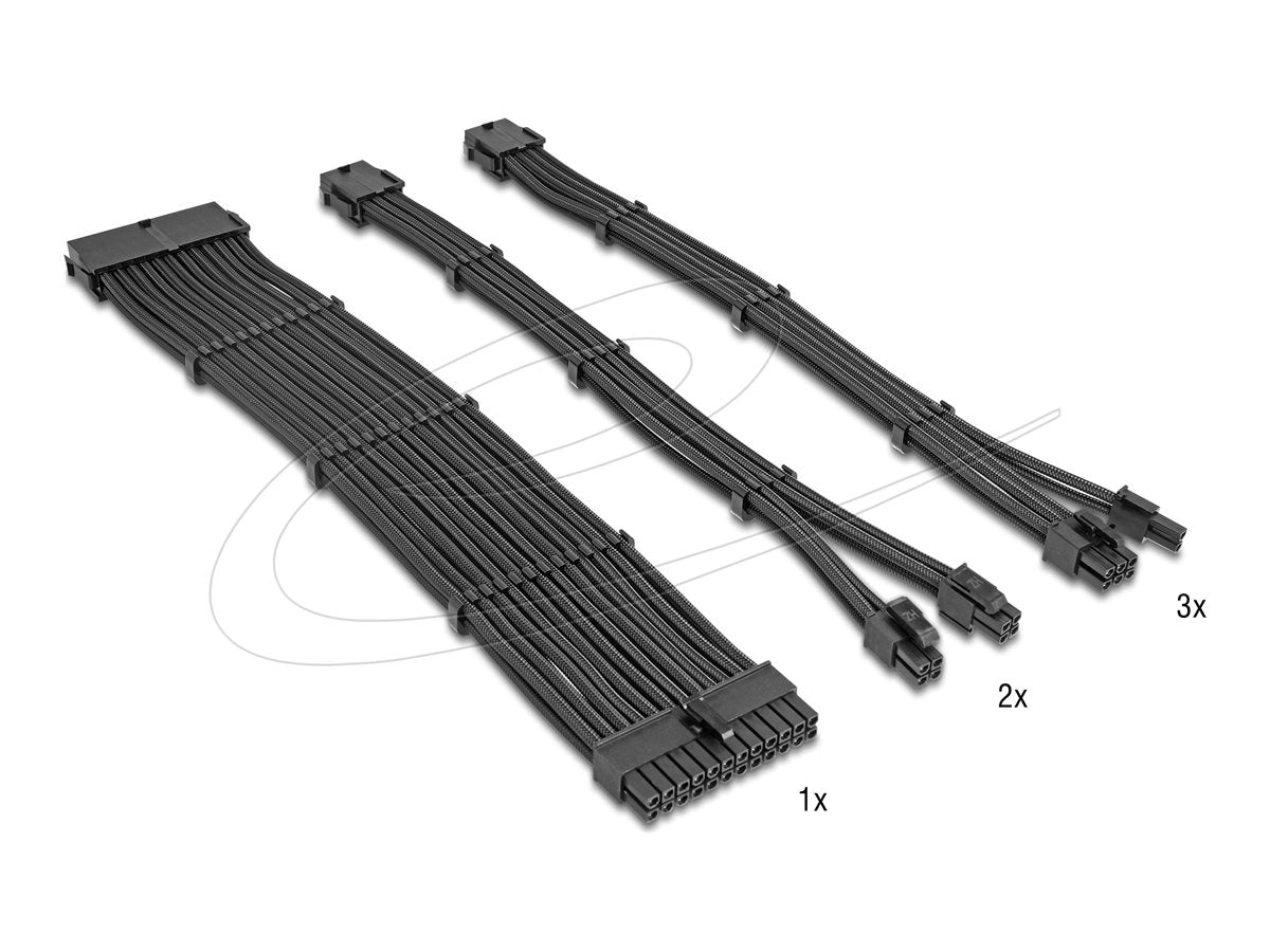 DELOCK PSU Verlängerungskabel Set 30cm 6-teilig Vorderansicht