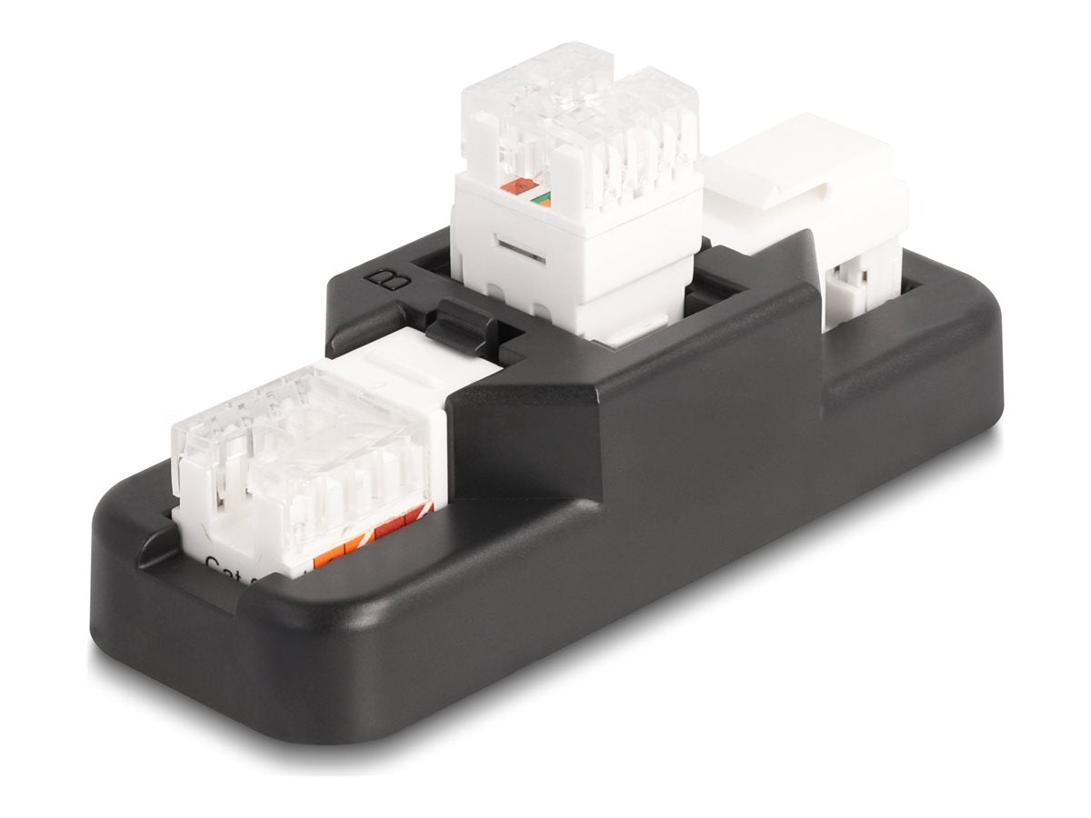 DELOCK Keystone LSA Set mit Auflegehalterung RJ45 / RJ11 Cat.6 schwarz - Vorderansicht