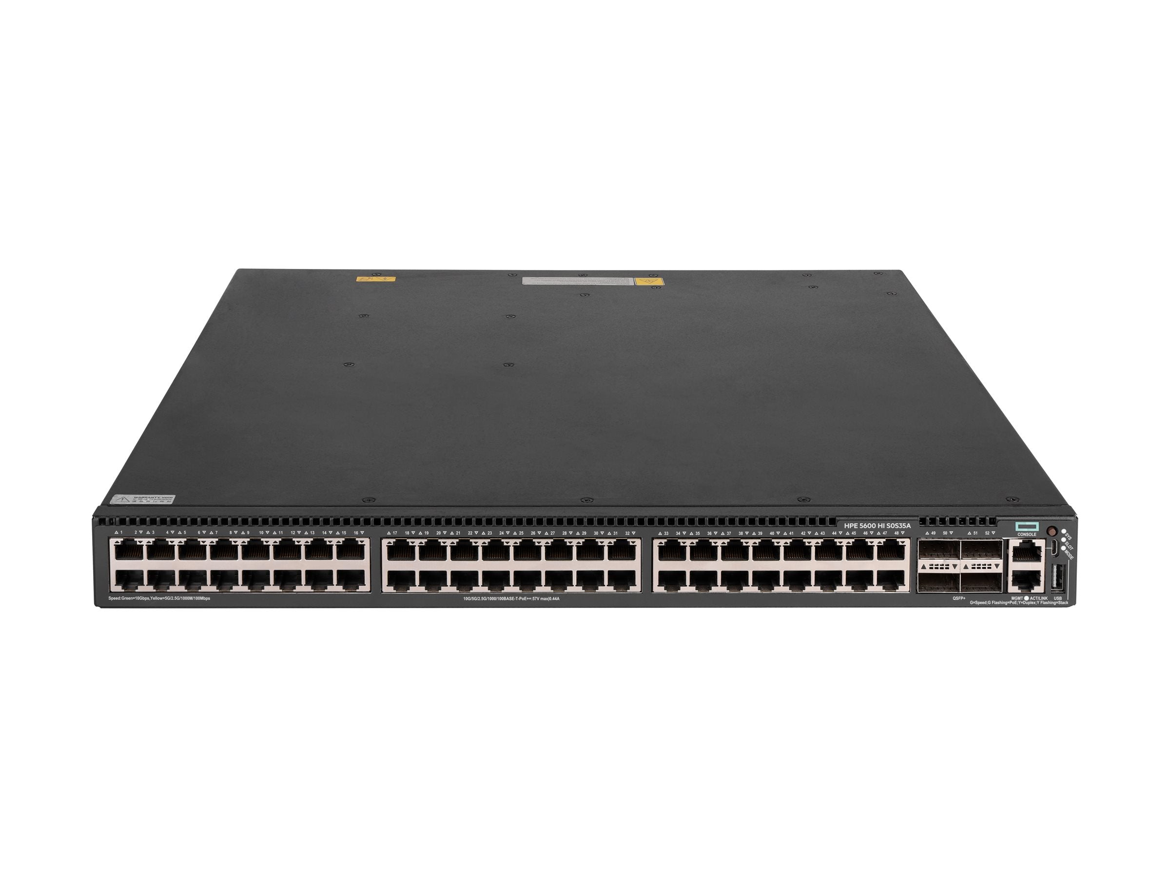HPE FlexNetwork 5600HI 48P 100M/1G/2.5G/5G/10GBase-T PoE8 4QSFP+ 1 Slot Switch