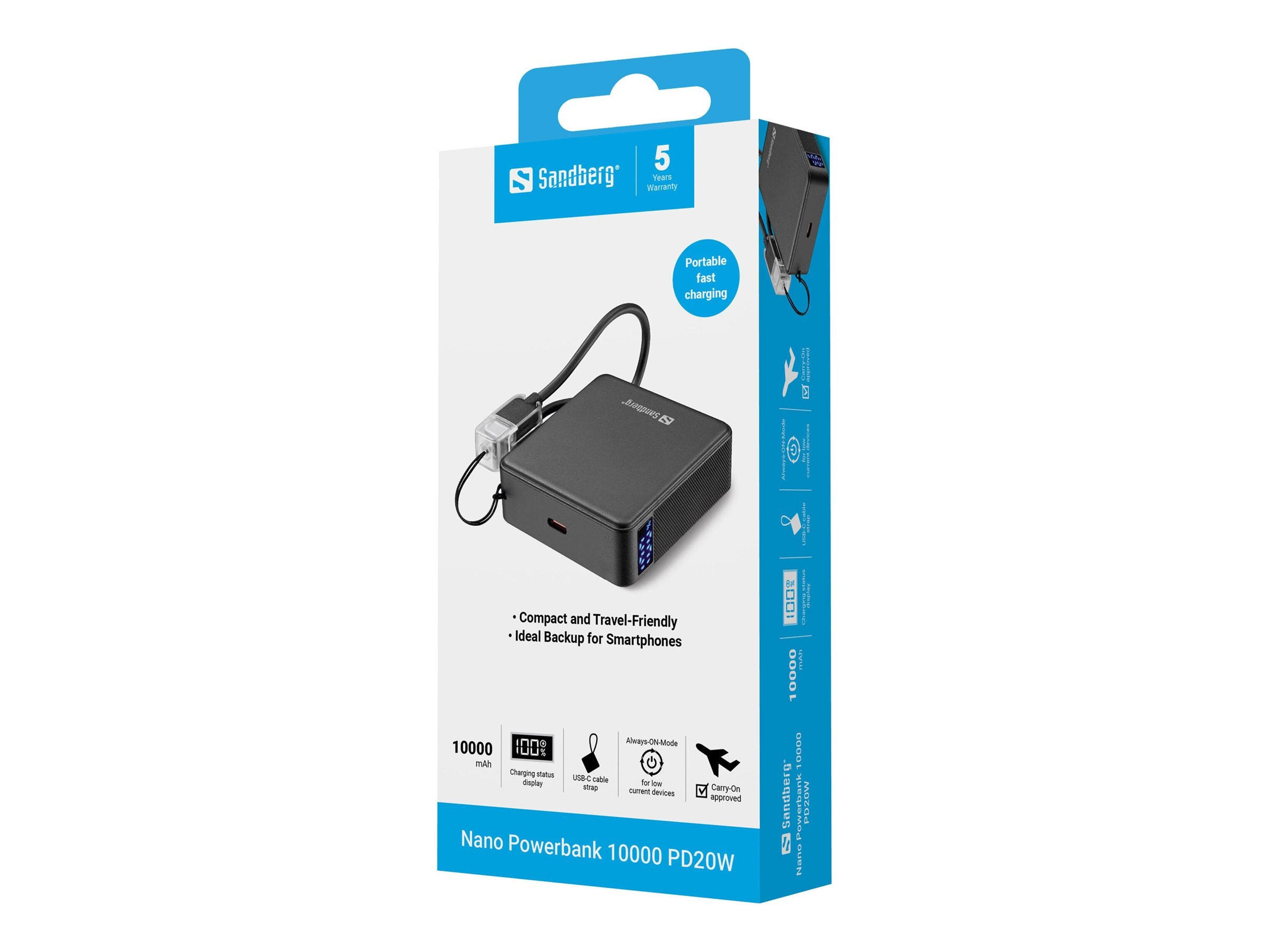 SANDBERG Nano Powerbank 10000 PD20W Vorderansicht