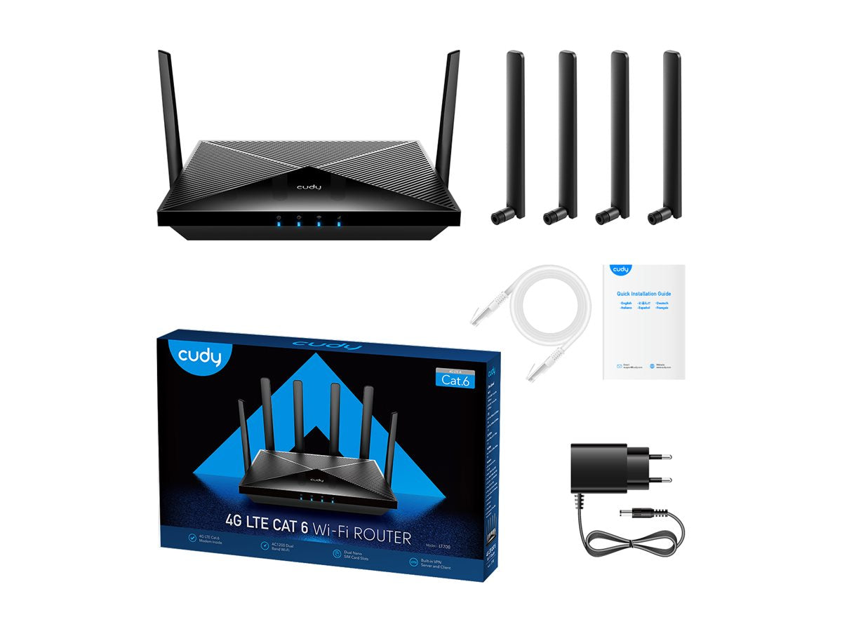 CUDY LT700 AC1200 Wi-Fi 4G Router Rückansicht