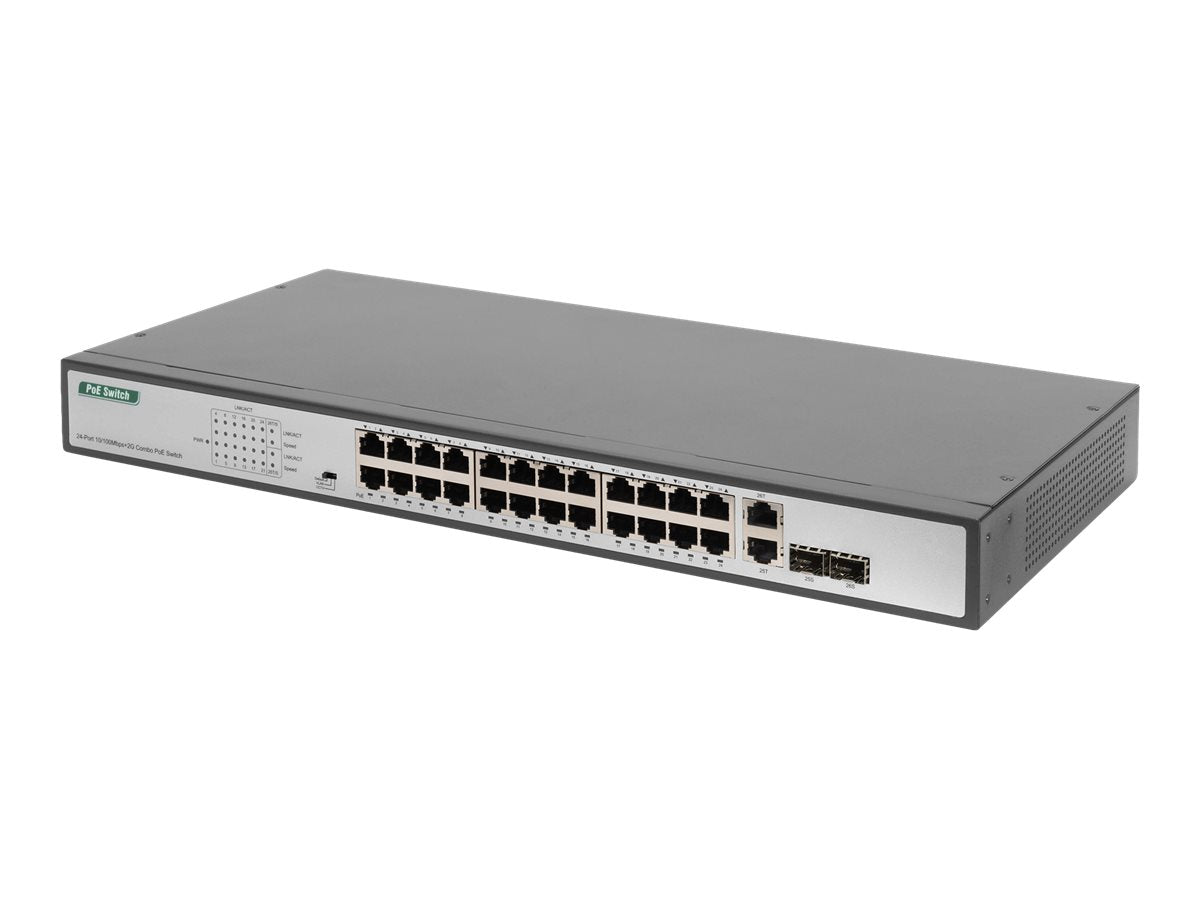 DIGITUS 24-port Fast Ethernet PoE Switch Detailansicht der Ports