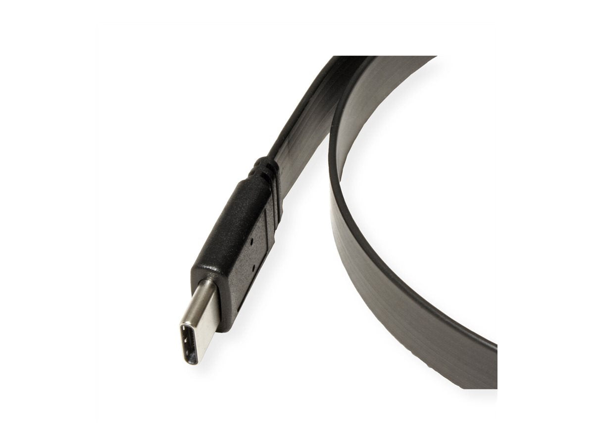 VALUE USB4 Gen 3 Kabel Emark C-C ST/ST 40Gbit/s 100W extra-flach schwarz 0,5m Vorderansicht