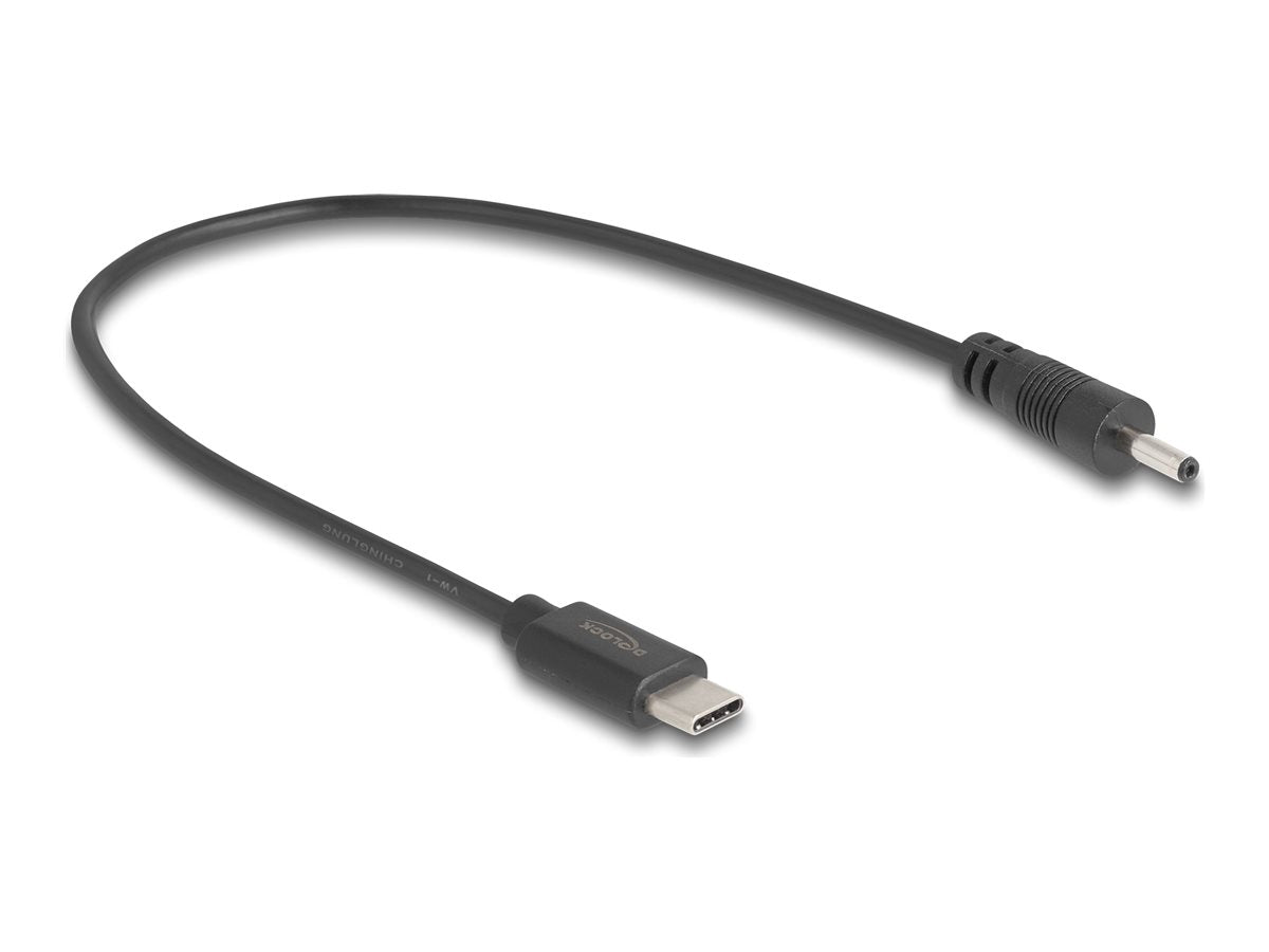 DELOCK USB Type-C Stromkabel zu DC 3,0 x 1,1mm Stecker 27cm - Vorderansicht