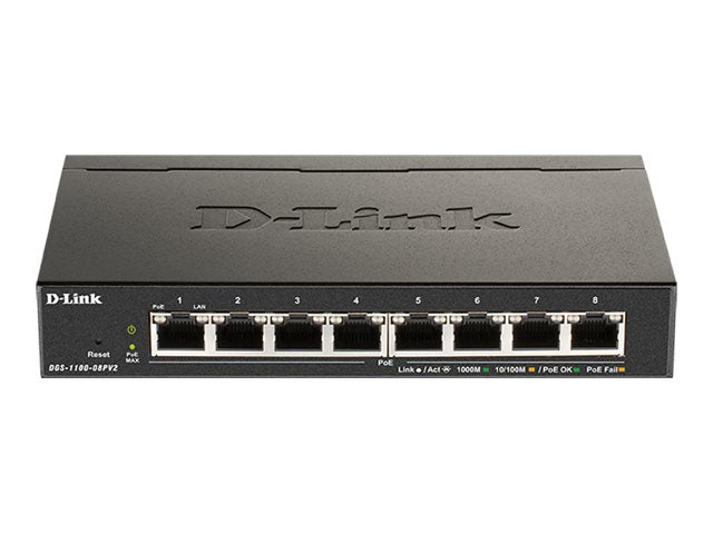 D-LINK DGS-1100-08PV2/E 8-Port Layer2 PoE Smart Gigabit Switch Vorderansicht
