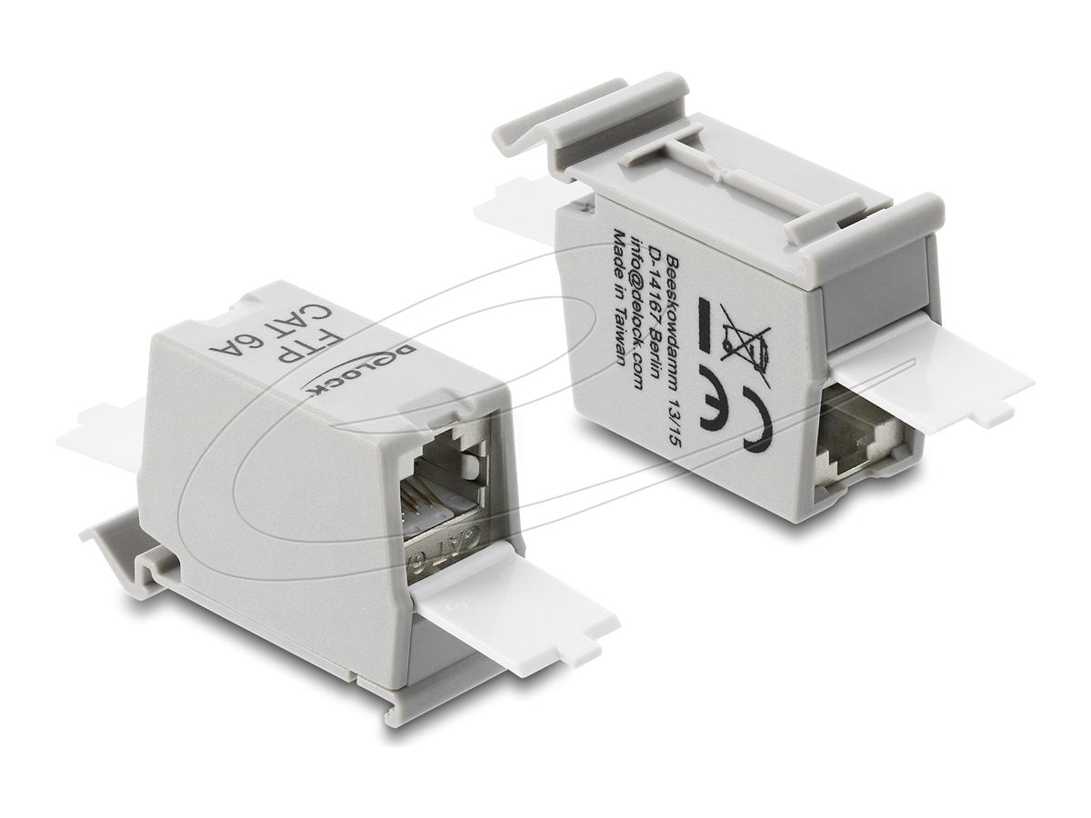 DELOCK RJ45 Kupplung Cat.6A Buchse zu Buchse mit Staubschutzklappe - Vorderansicht