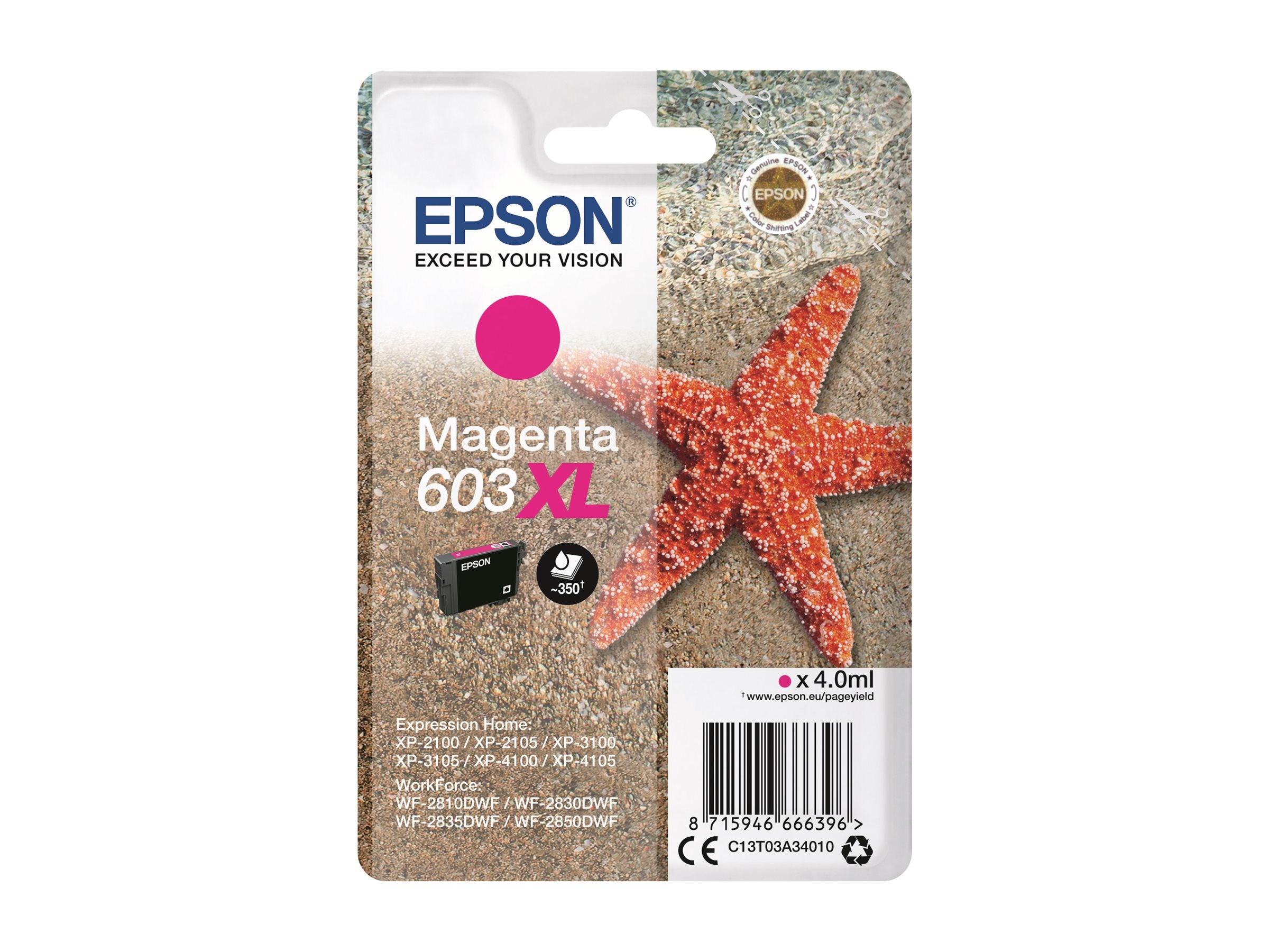 EPSON 603XL Tintenpatrone Magenta Vorderansicht