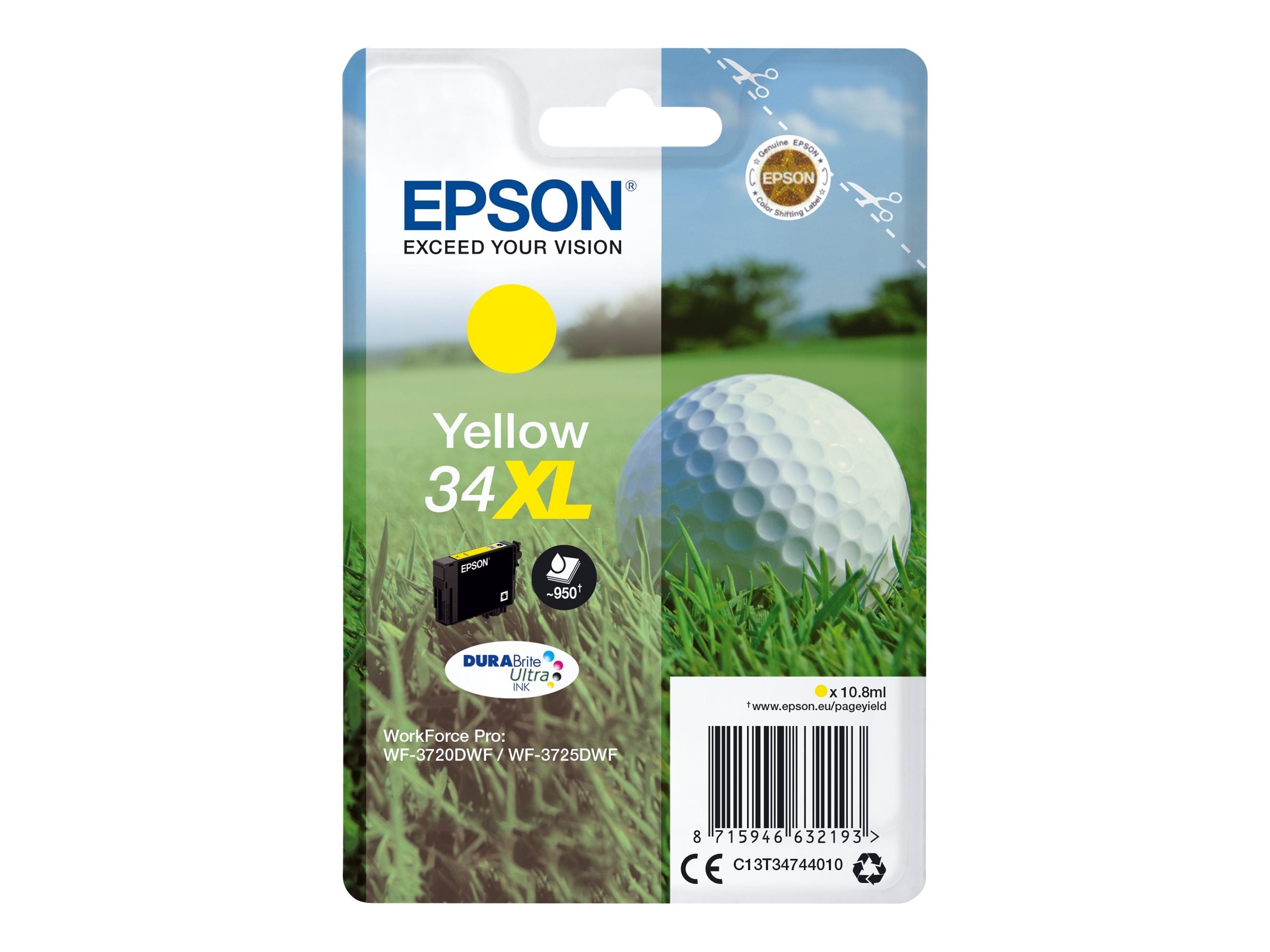 EPSON 2LB Singlepack 34XL Yellow DURABrite Ink Ultra XL Vorderansicht