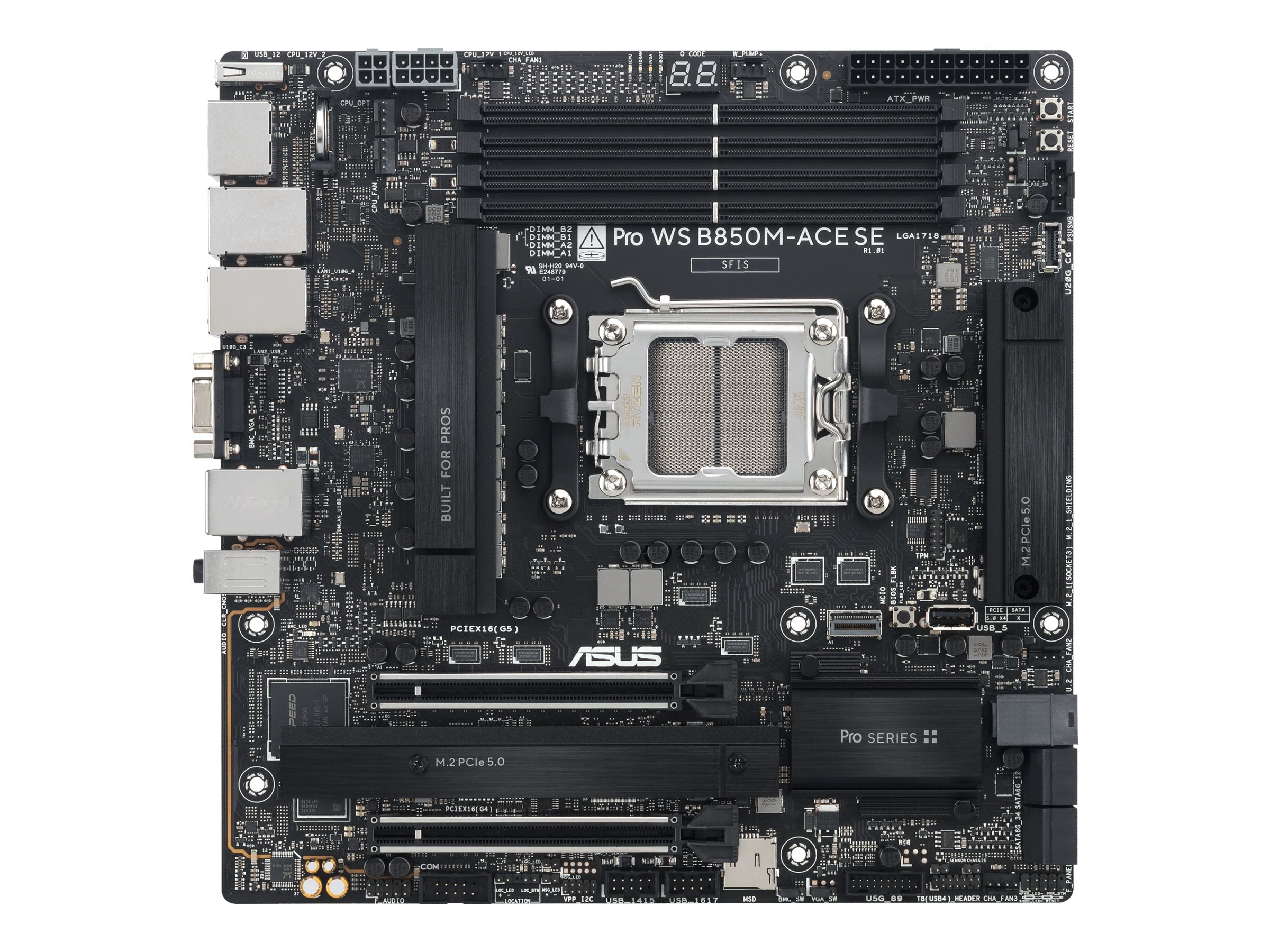 ASUS Pro WS B850M-ACE SE AM5 Micro-ATX Motherboard Vorderansicht