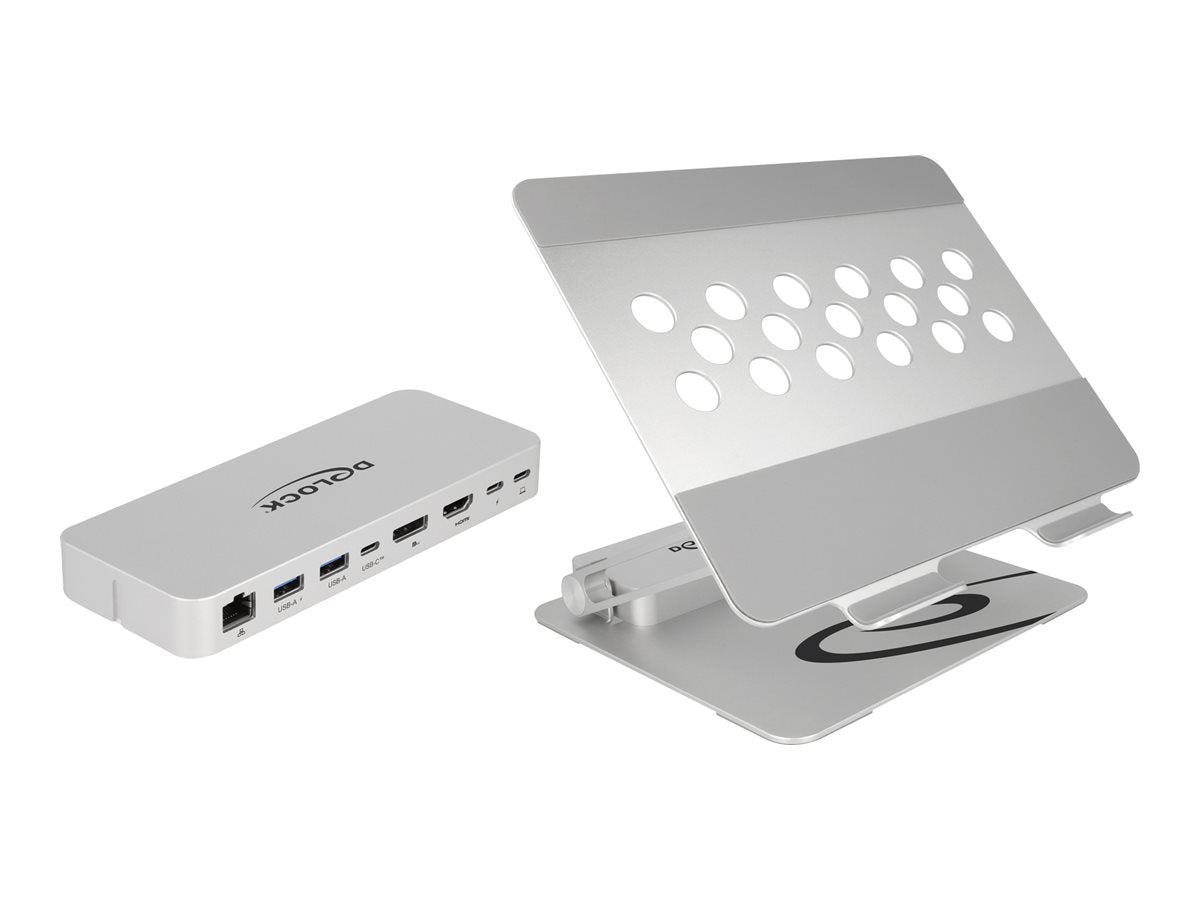 DELOCK Tablet und Notebook Ständer mit integrierter Dockingstation 4K - Vorderansicht