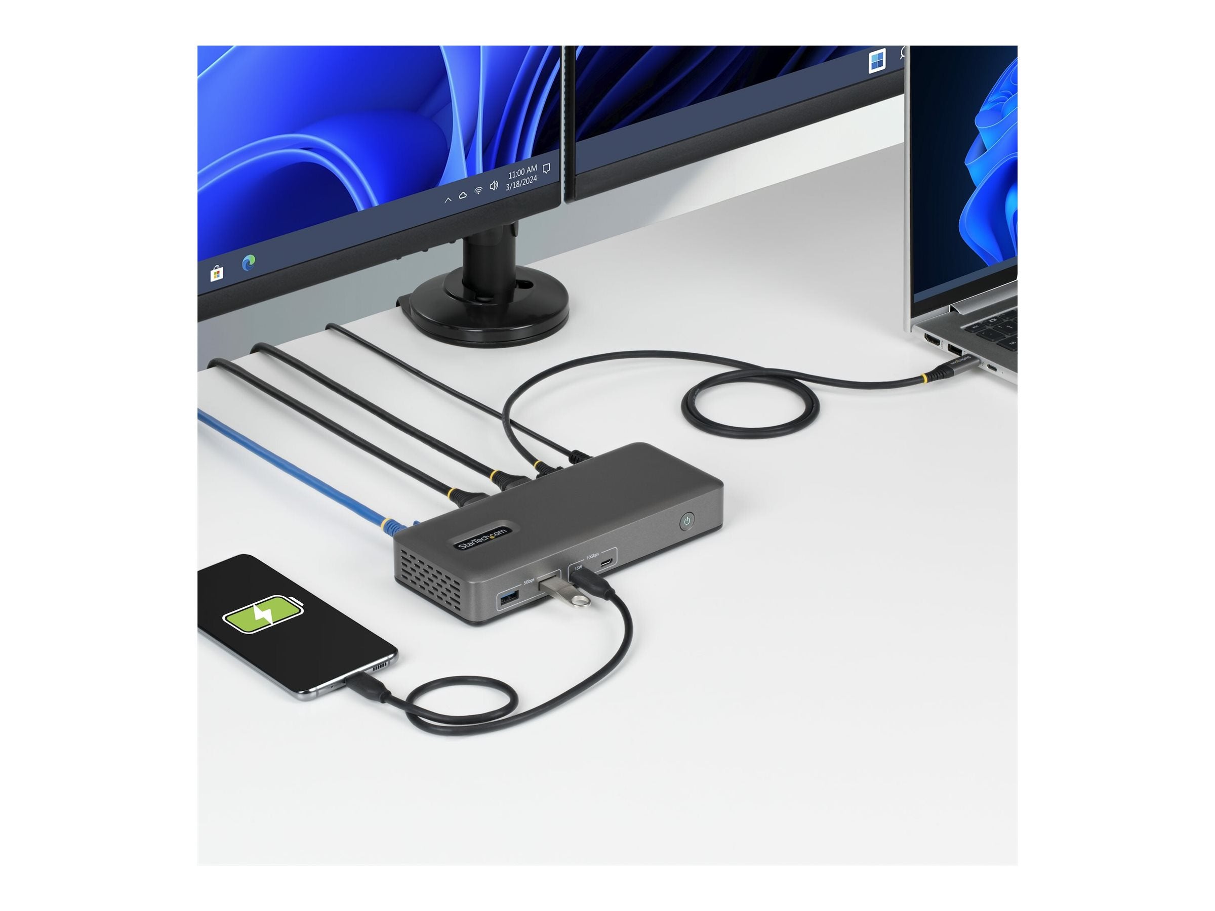 STARTECH.COM USB-C Dockingstation Dual 4K 60Hz DisplayPort MST Dock 100W Power Delivery Laptop-Ladung 1GbE treiberlos Windows
