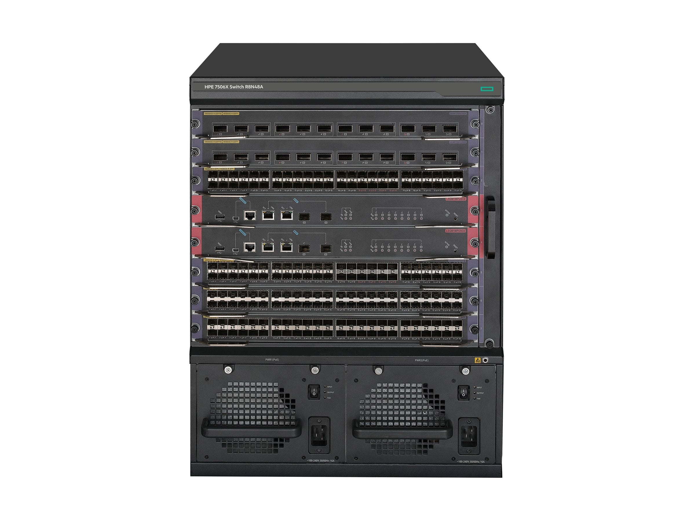 ARUBA HPE FlexNetwork 7506X PoE Ethernet Switch Chassis Vorderansicht