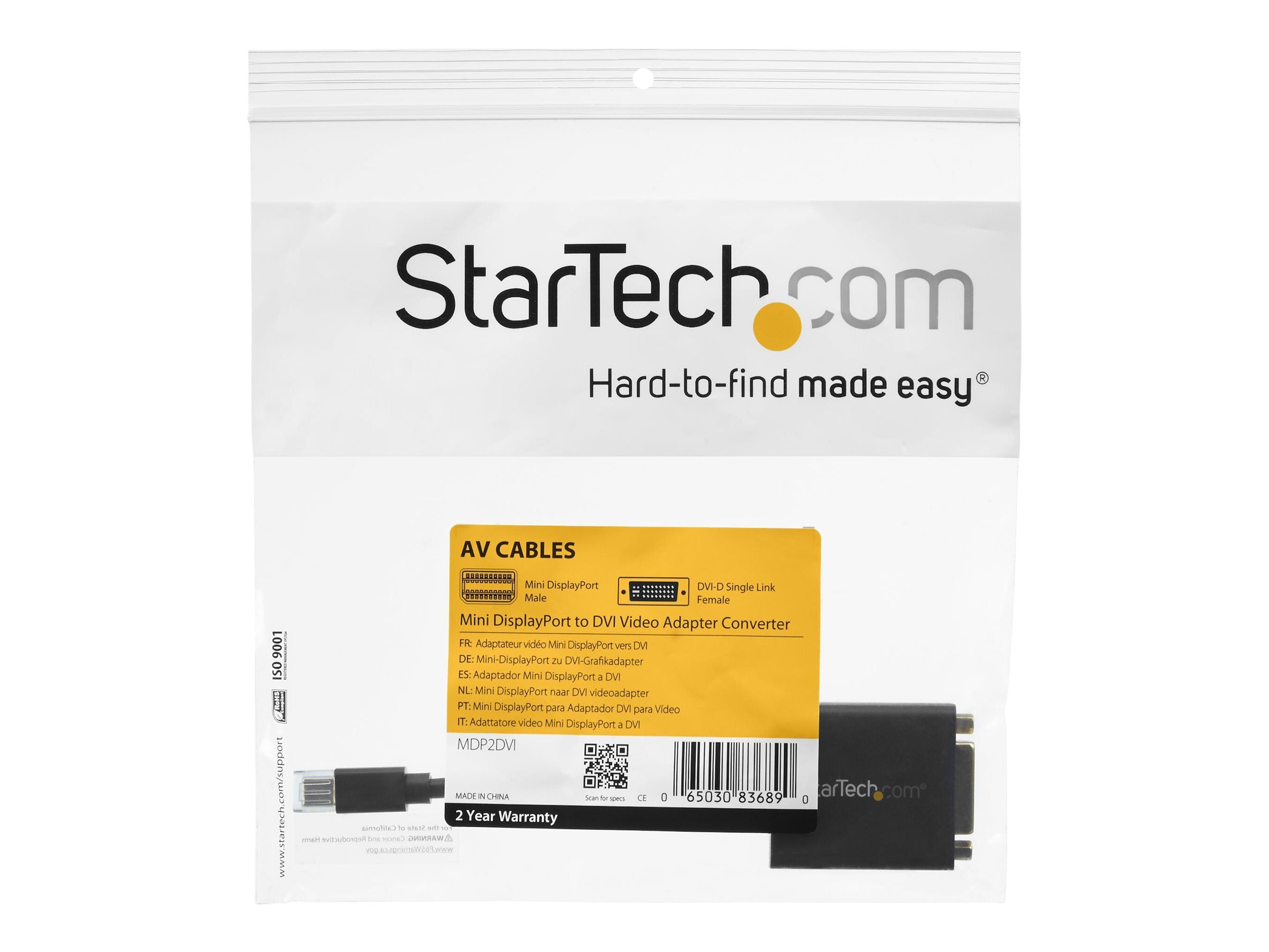 STARTECH.COM Mini DisplayPort to DVI Video Adapter Converter Anschlussansicht