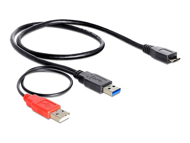 DELOCK Kabel USB 3.0 Y 1x USB 3.0 micro-B St+ USB 2.0-A St 20cm - Vorderansicht