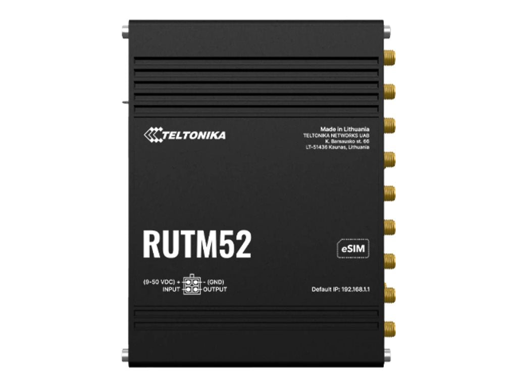TELTONIKA NETWORKS RUTM52 DUAL SIM und eSIM 5G/4G/LTE Router - Vorderansicht
