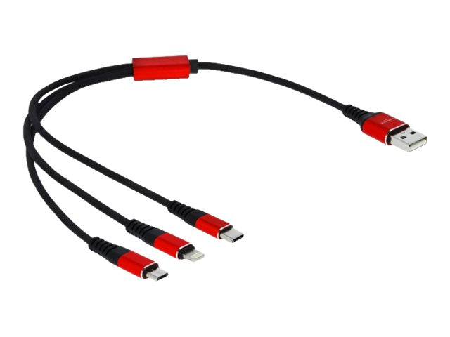 DELOCK USB Ladekabel 3 in 1 für Lightning / Micro USB / USB Type-C 30cm - Vorderansicht
