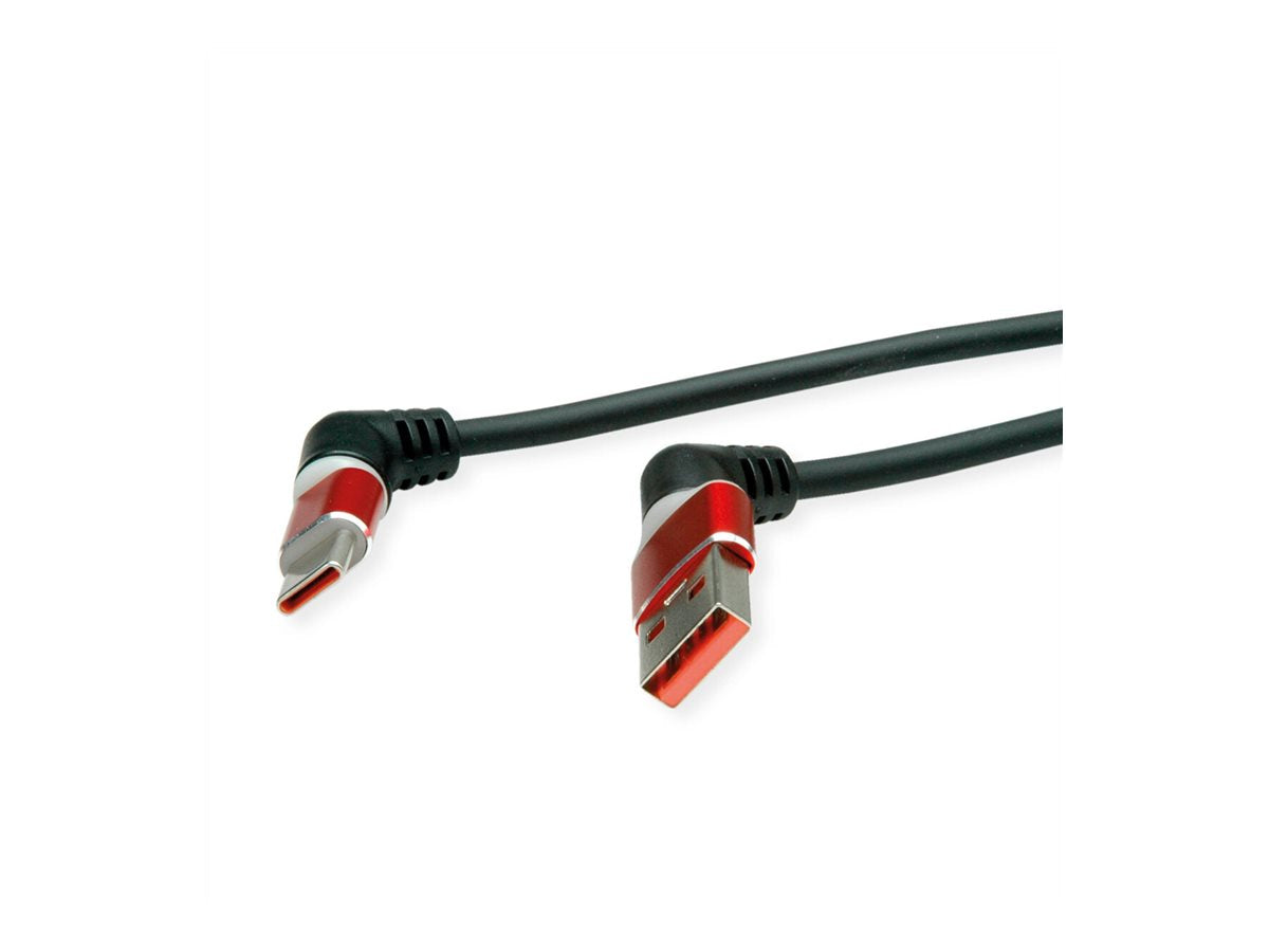 ROLINE USB 2.0 Kabel Typ-C - Typ-A ST/ST 360 Rotation schwarz / rot 1m Verpackung