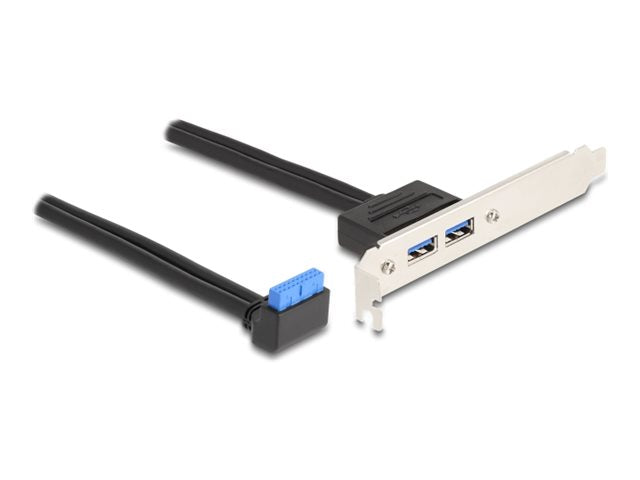 DELOCK Slotblech 1 x USB 5 Gbps Pfostenbuchse 90 gewinkelt zu 2 x USB 5 Gbps Typ-A Buchse 50cm - Vorderansicht