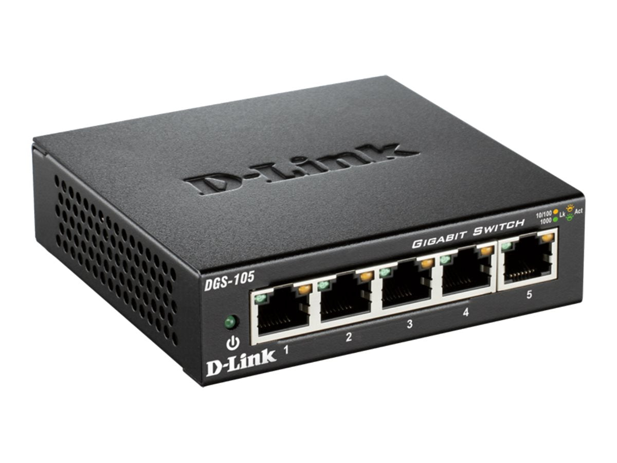 D-LINK DGS-105 5-Port Layer 2 unmanaged Gigabit Switch Vorderansicht