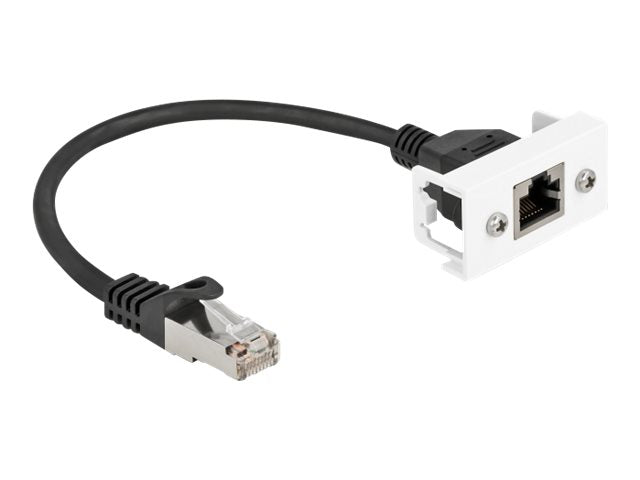 DELOCK Netzwerk Verlängerungskabel für Easy 45 Modul S/FTP RJ45 Stecker zu RJ45 Buchse Cat.6A 25 cm schwarz - Vorderansicht