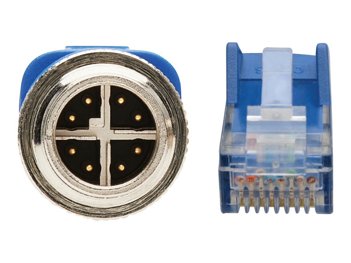 EATON TRIPPLITE M12 X-Code Cat6 1G UTP CMR-LP Ethernet Cable M12m/RJ45m IP68 PoE Blue 2m 6