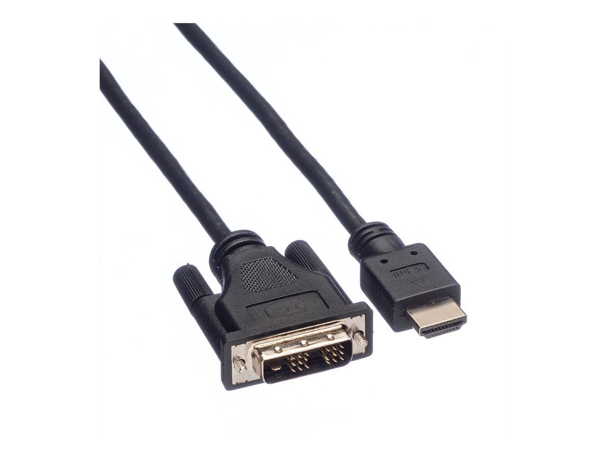 ROLINE Kabel DVI 18+1 ST - HDMI ST schwarz 1,5m Vorderansicht