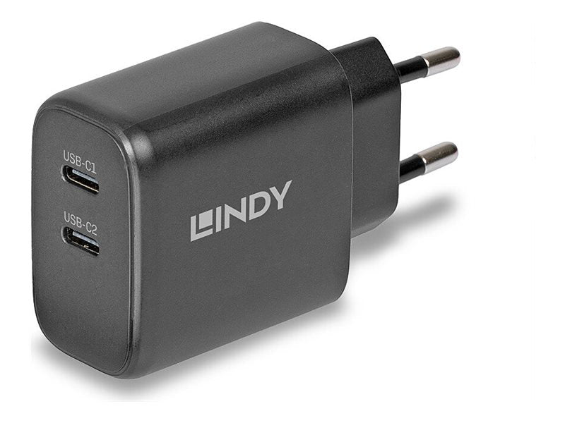 LINDY 65W USB 2 x Type C GaN Charger Seitenansicht