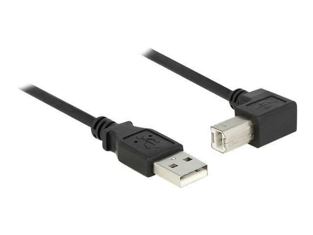 DELOCK Kabel USB 2.0 A Stecker > USB 2.0 B Stecker 90 G gewinkelt unten 0,5 m schwarz - Verpackung