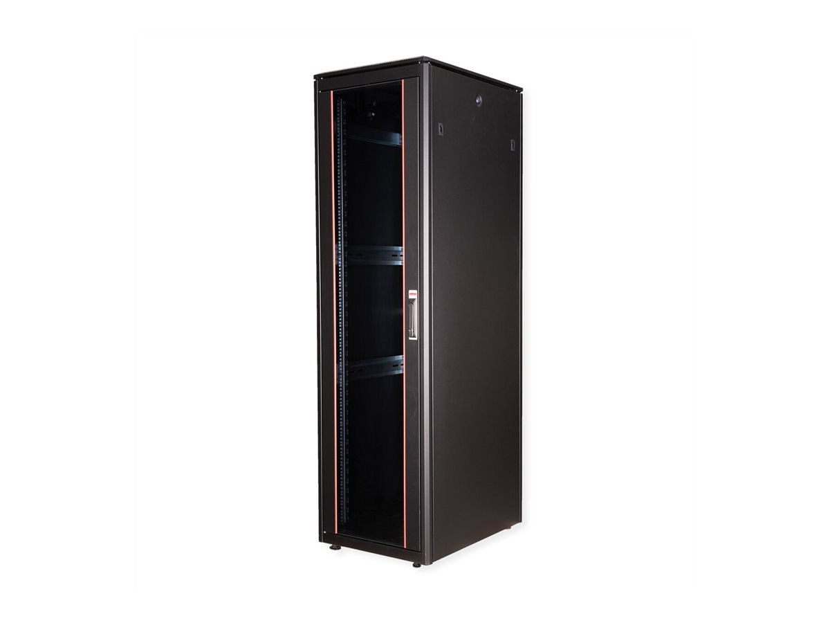 ROLINE Netzwerkschrank Pro 48,26cm 19Zoll 47 HE 600x800 BxT Glastür schwarz - Vorderansicht