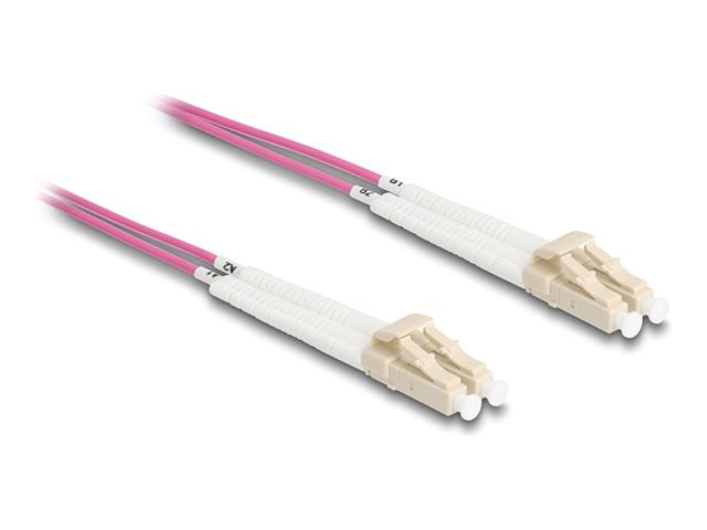 DELOCK LWL Kabel LC Duplex zu LC Duplex Multimode OM4 winkelbar 0,5m - Vorderansicht