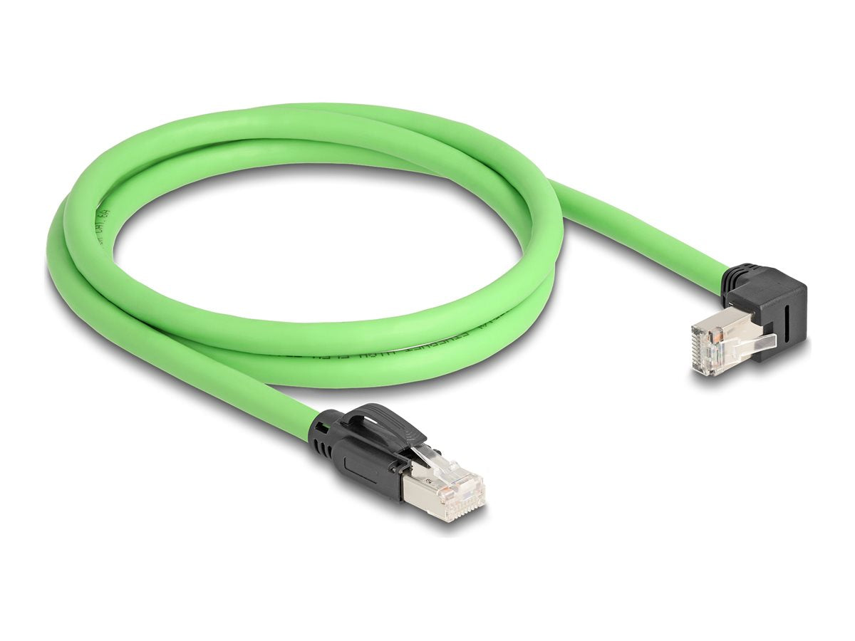 DELOCK RJ45 Netzwerkkabel Cat.6A Stecker zu Stecker unten gewinkelt - Vorderansicht