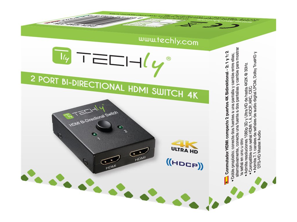 TECHLY HDMI 4K 60Hz Bi-Direktionaler Switch 4K 2-Port Vorderansicht