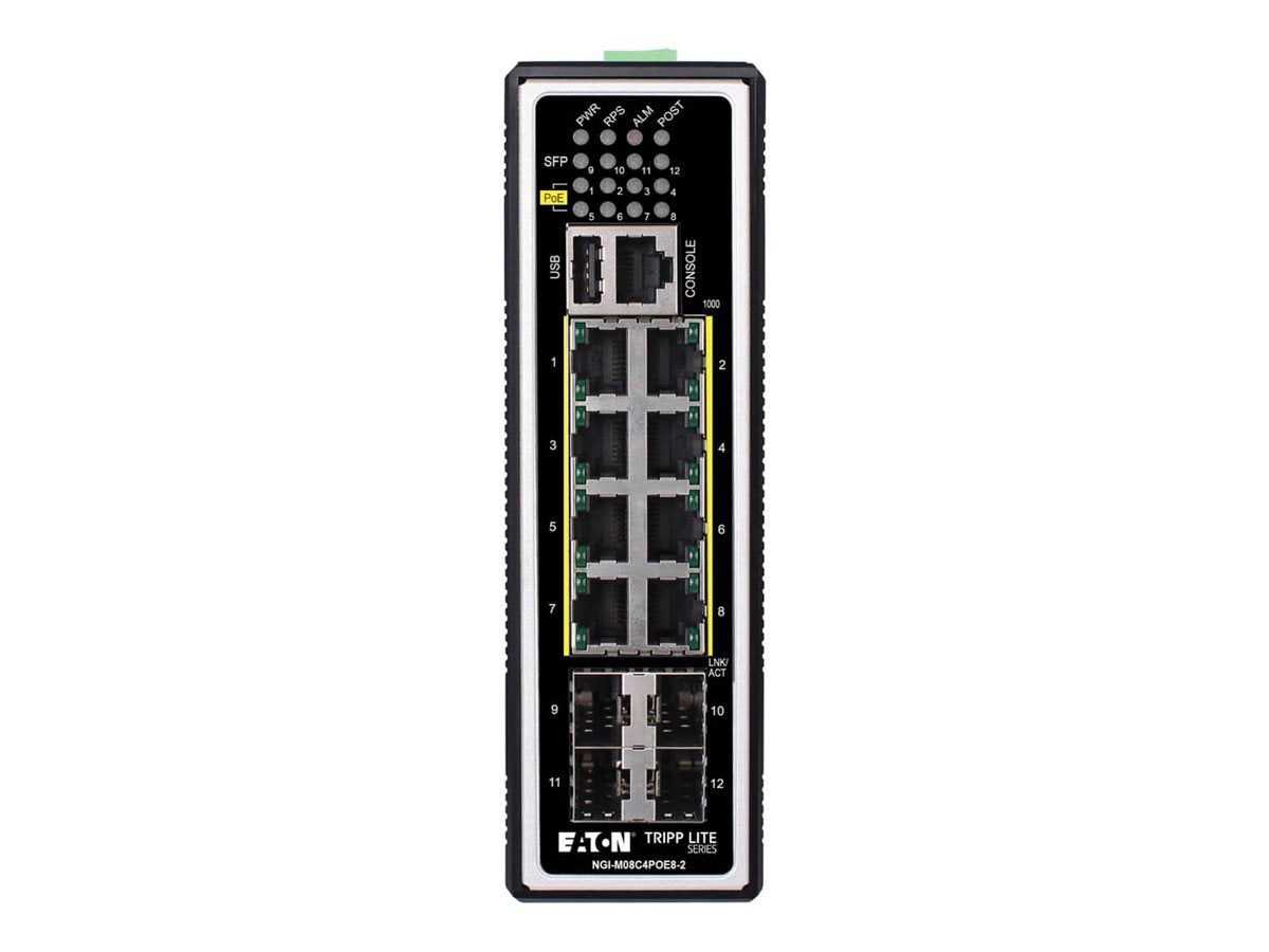 EATON TRIPPLITE 8-Port Managed Industrial Gigabit Ethernet Switch - Layer 2 1 Gbps -40 to 75 C DIN Mount